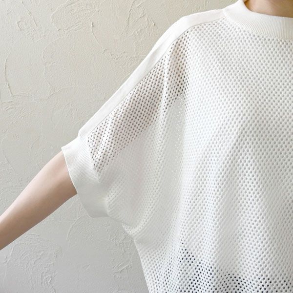 オーガニックコットン メッシュニットトップス