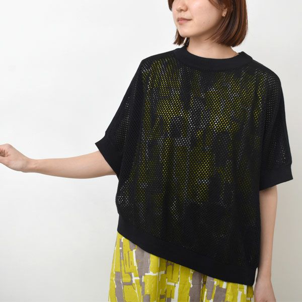 オーガニックコットン メッシュニットトップス
