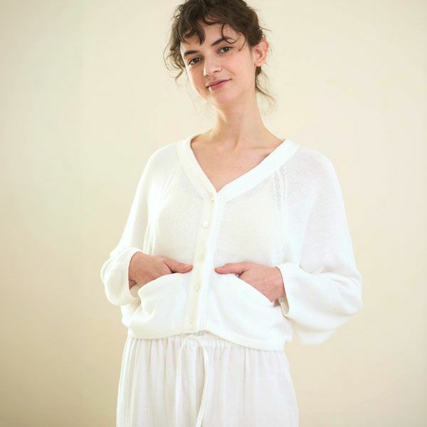 オーガニックコットン Vネックカーディガン