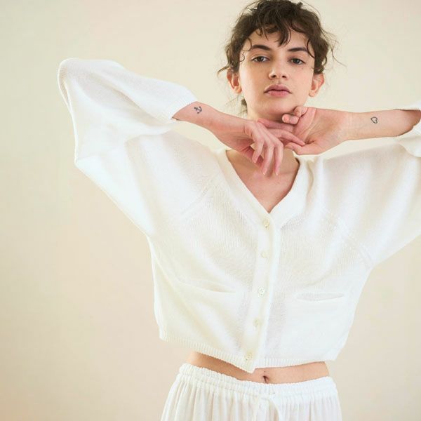 オーガニックコットン Vネックカーディガン