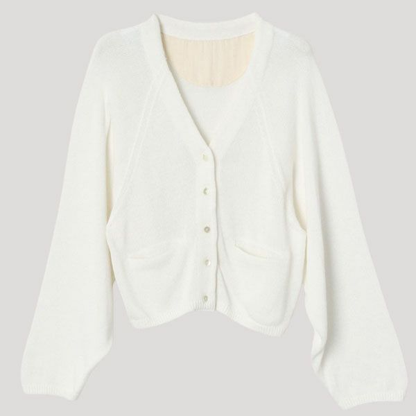 オーガニックコットン Vネックカーディガン