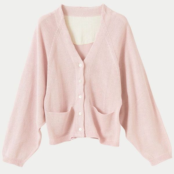 オーガニックコットン Vネックカーディガン