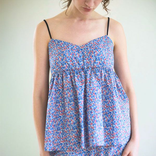 オーガニックコットン リバティキャンディフラワーカップ付きキャミ