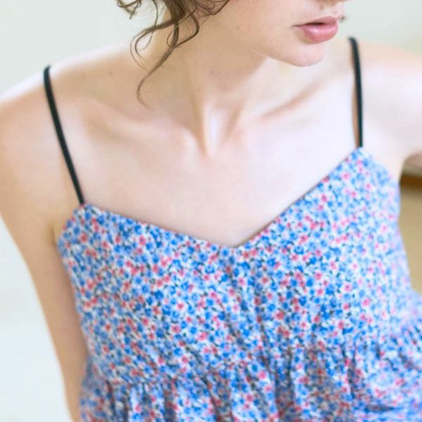 オーガニックコットン リバティキャンディフラワーカップ付きキャミ