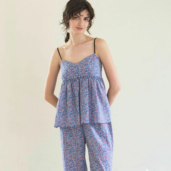 オーガニックコットン リバティキャンディフラワーカップ付きキャミ