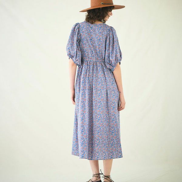 オーガニックコットン リバティキャンディフラワーパフスリーブワンピース