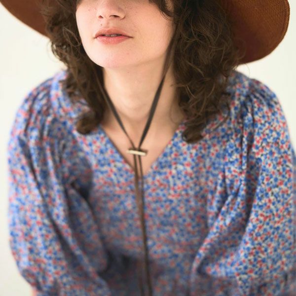 オーガニックコットン リバティキャンディフラワーパフスリーブワンピース