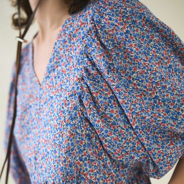 オーガニックコットン リバティキャンディフラワーパフスリーブワンピース