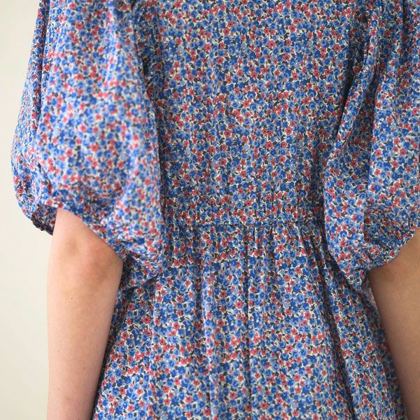 オーガニックコットン リバティキャンディフラワーパフスリーブワンピース