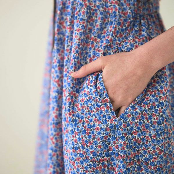 オーガニックコットン リバティキャンディフラワーパフスリーブワンピース