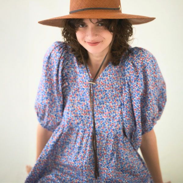 オーガニックコットン リバティキャンディフラワーパフスリーブワンピース