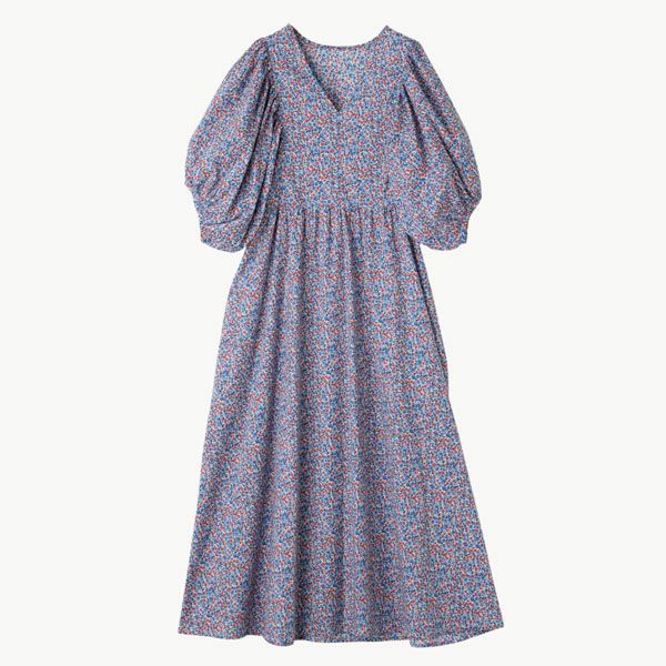 オーガニックコットン リバティキャンディフラワーパフスリーブワンピース