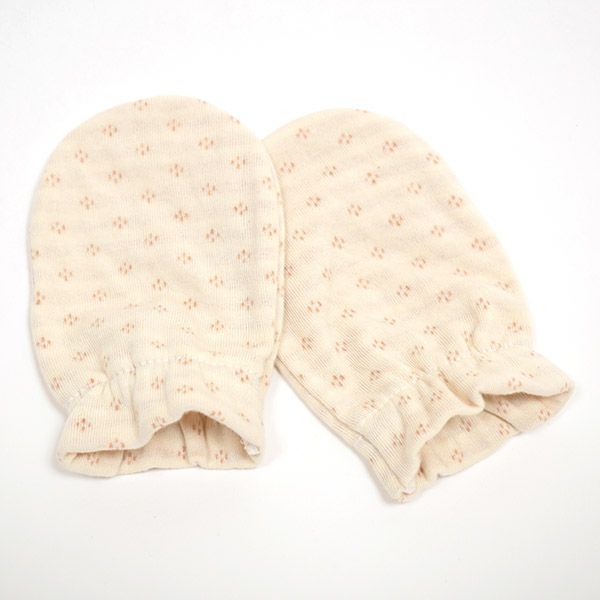 オーガニックコットン ベビー ミトン ドットベージュ