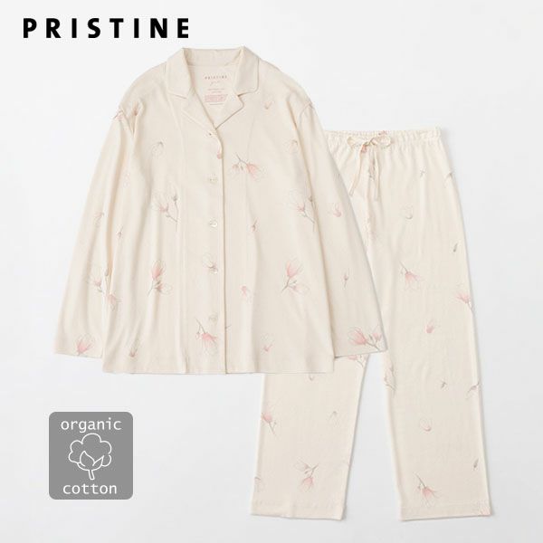 オーガニックコットン 木蓮プリントフライスパジャマ