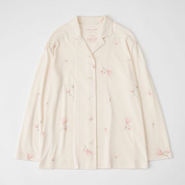 オーガニックコットン 木蓮プリントフライスパジャマ