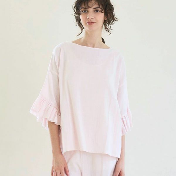 オーガニックコットン カラーガーゼローズマリートップス