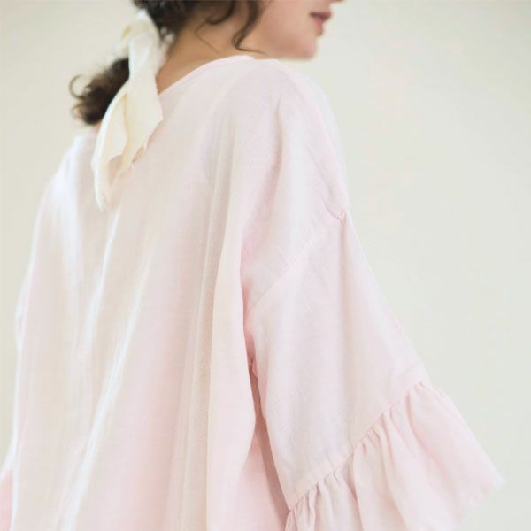 オーガニックコットン カラーガーゼローズマリートップス