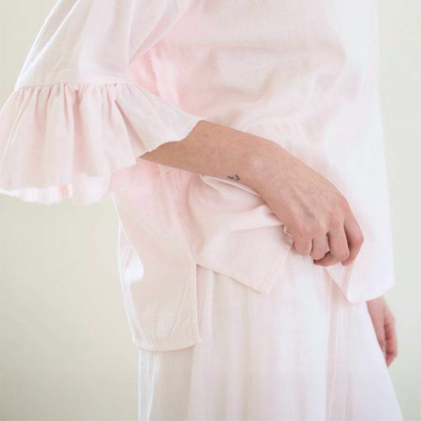 オーガニックコットン カラーガーゼローズマリートップス