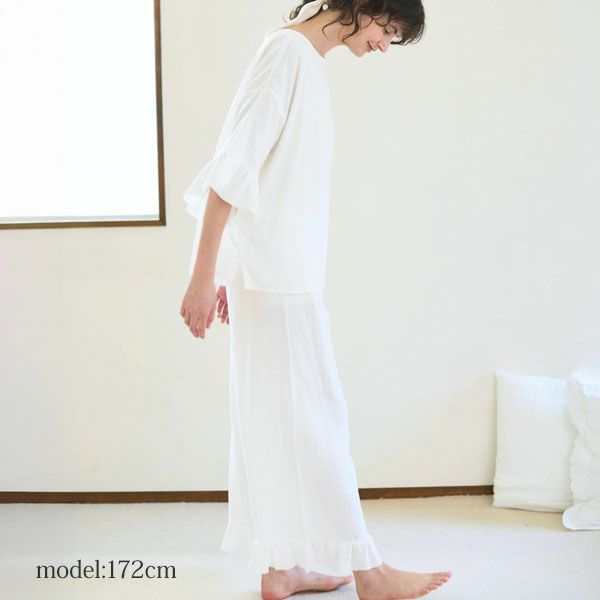 オーガニックコットン カラーガーゼローズマリートップス