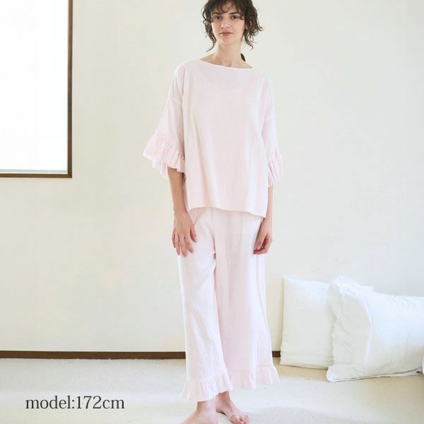 オーガニックコットン カラーガーゼローズマリートップス