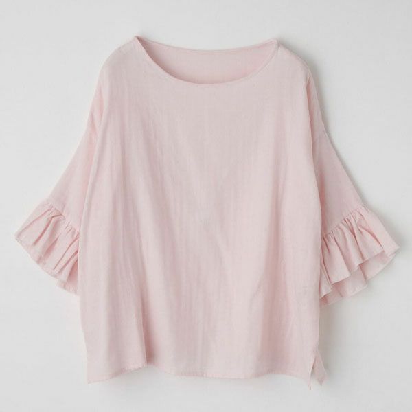 オーガニックコットン カラーガーゼローズマリートップス