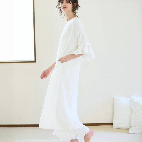 オーガニックコットン カラーガーゼ ローズマリードレス