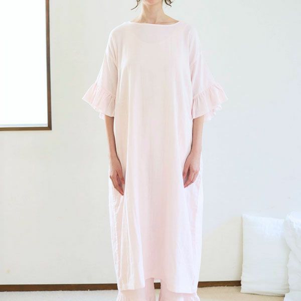 オーガニックコットン カラーガーゼ ローズマリードレス