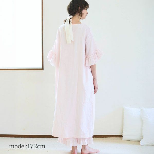 オーガニックコットン カラーガーゼ ローズマリードレス