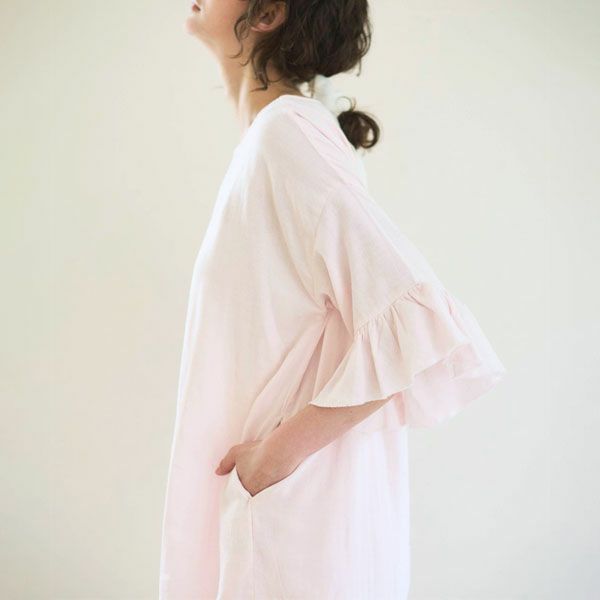 オーガニックコットン カラーガーゼ ローズマリードレス