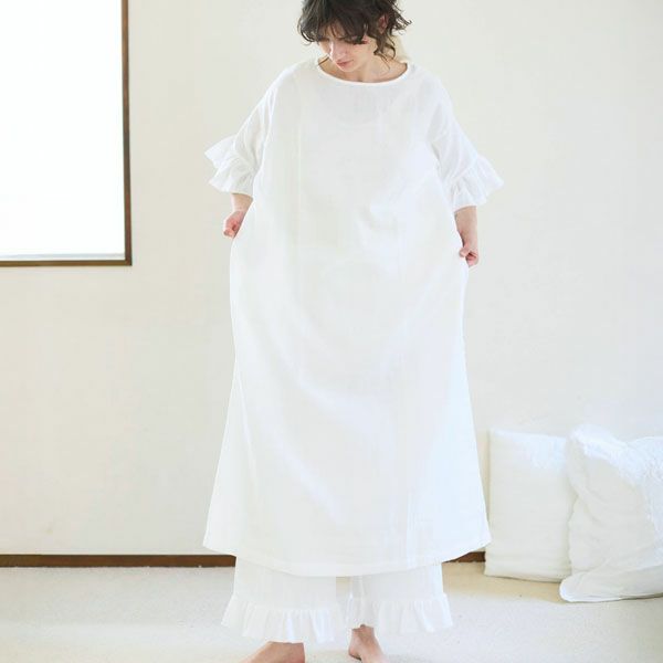 オーガニックコットン カラーガーゼ ローズマリードレス