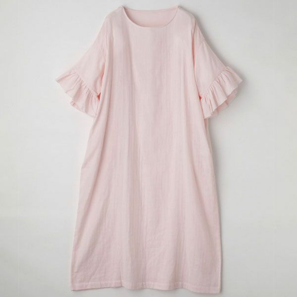 オーガニックコットン カラーガーゼ ローズマリードレス
