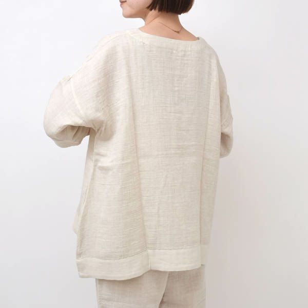 オーガニックコットン＆リネン ダブルガーゼシャツ（8分袖） M