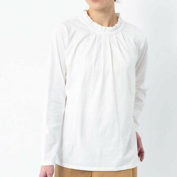 オーガニックコットン 天竺モックネックトップ