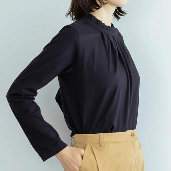 オーガニックコットン 天竺モックネックトップ