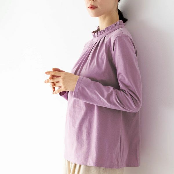 オーガニックコットン 天竺モックネックトップ