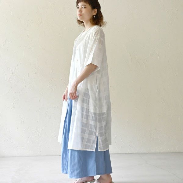 オーガニックコットン シアーチェックヒラリワンピース