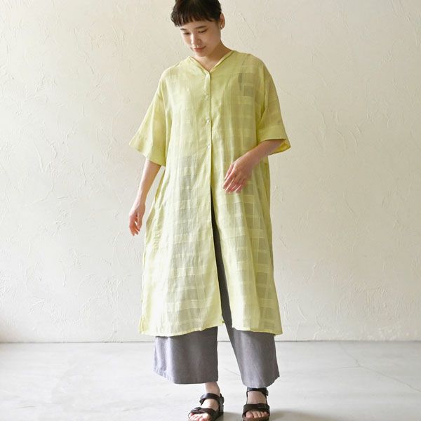 オーガニックコットン シアーチェックヒラリワンピース