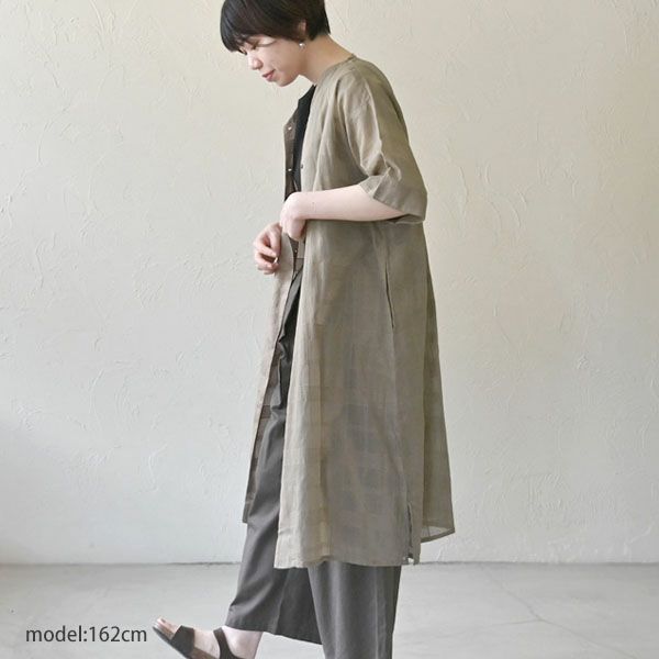 オーガニックコットン シアーチェックヒラリワンピース