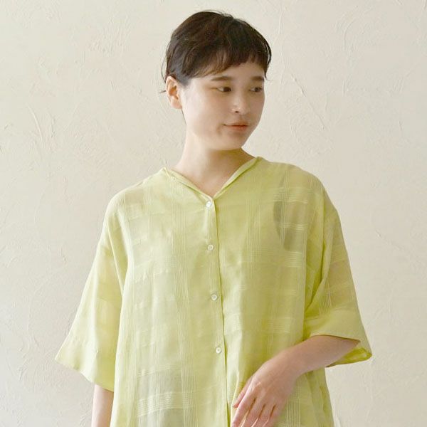 オーガニックコットン シアーチェックヒラリワンピース