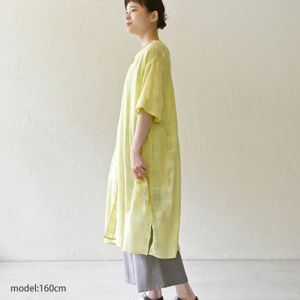 オーガニックコットン シアーチェックヒラリワンピース