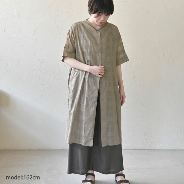 オーガニックコットン シアーチェックヒラリワンピース