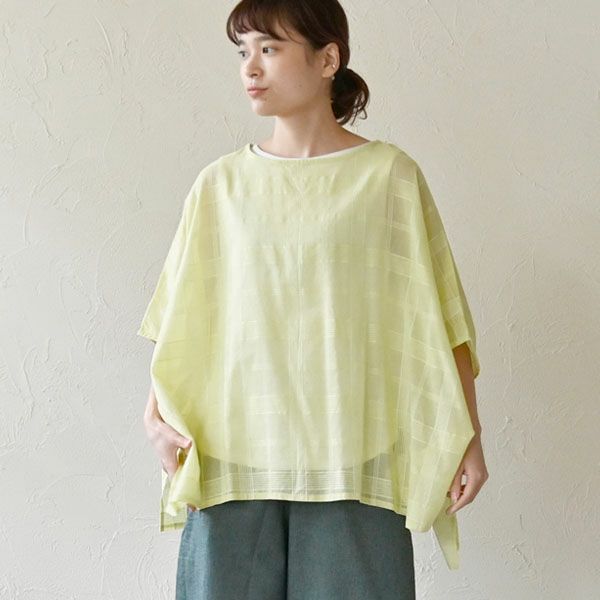 オーガニックコットン シアーチェックワイドトップス