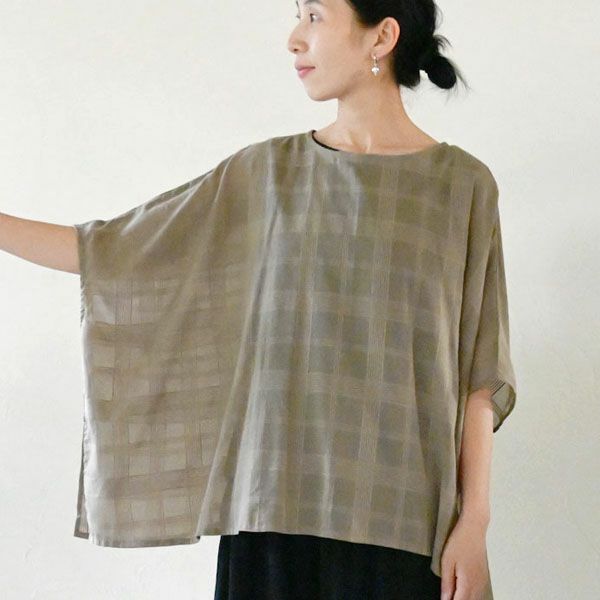 オーガニックコットン シアーチェックワイドトップス