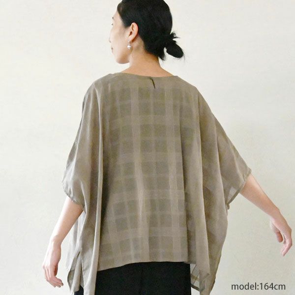 オーガニックコットン シアーチェックワイドトップス