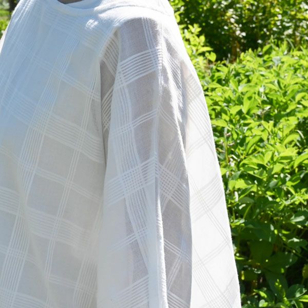 オーガニックコットン シアーチェックワイドトップス