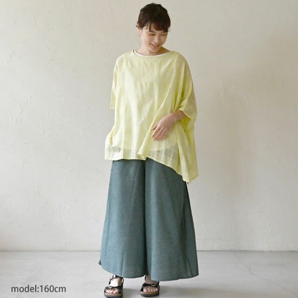 オーガニックコットン シアーチェックワイドトップス