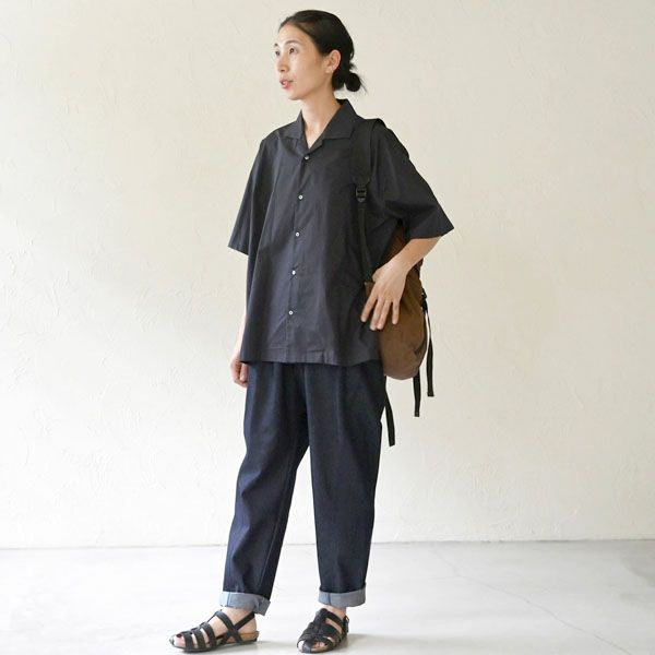 オーガニックコットン メンズ オープンカラーシャツ（半袖）
