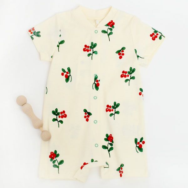 オーガニックコットン ベビー半袖ロンパース Lingonberries