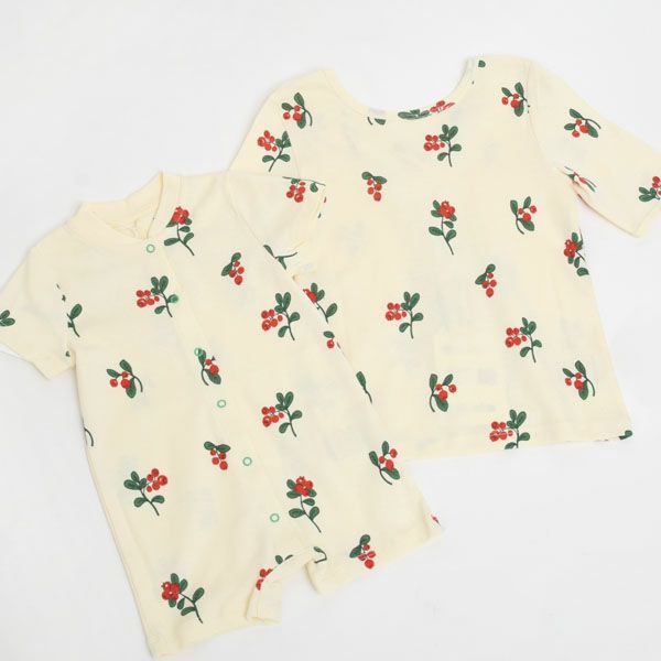 オーガニックコットン ベビー半袖ロンパース Lingonberries