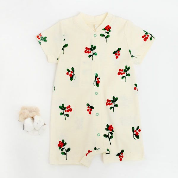 オーガニックコットン ベビー半袖ロンパース Lingonberries